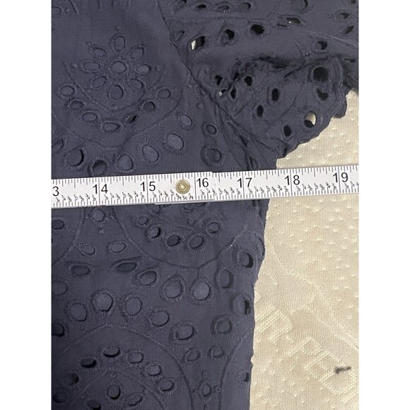 Boden Isadora Broderie Eyelet Navy Blue Cotton Women’s Mid Zipper Dress Size 8R - Picture 8 of 11